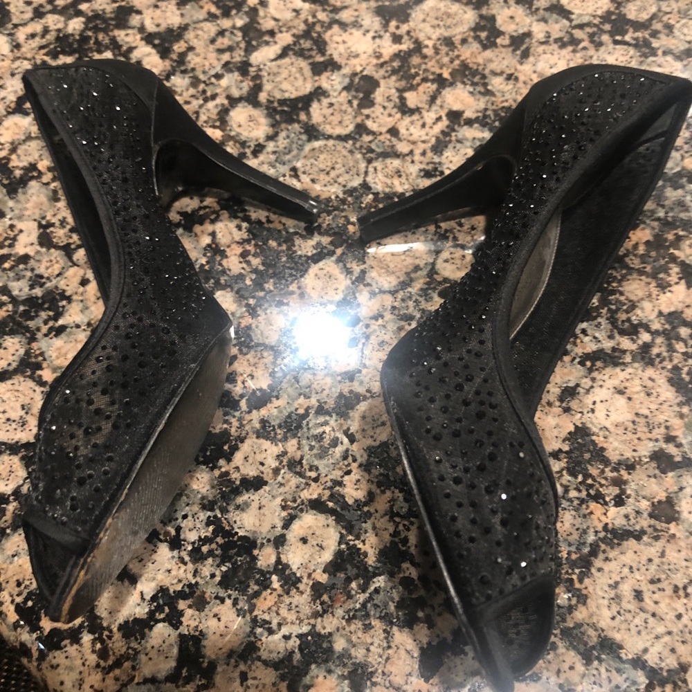 Evening black sparkling peep toes